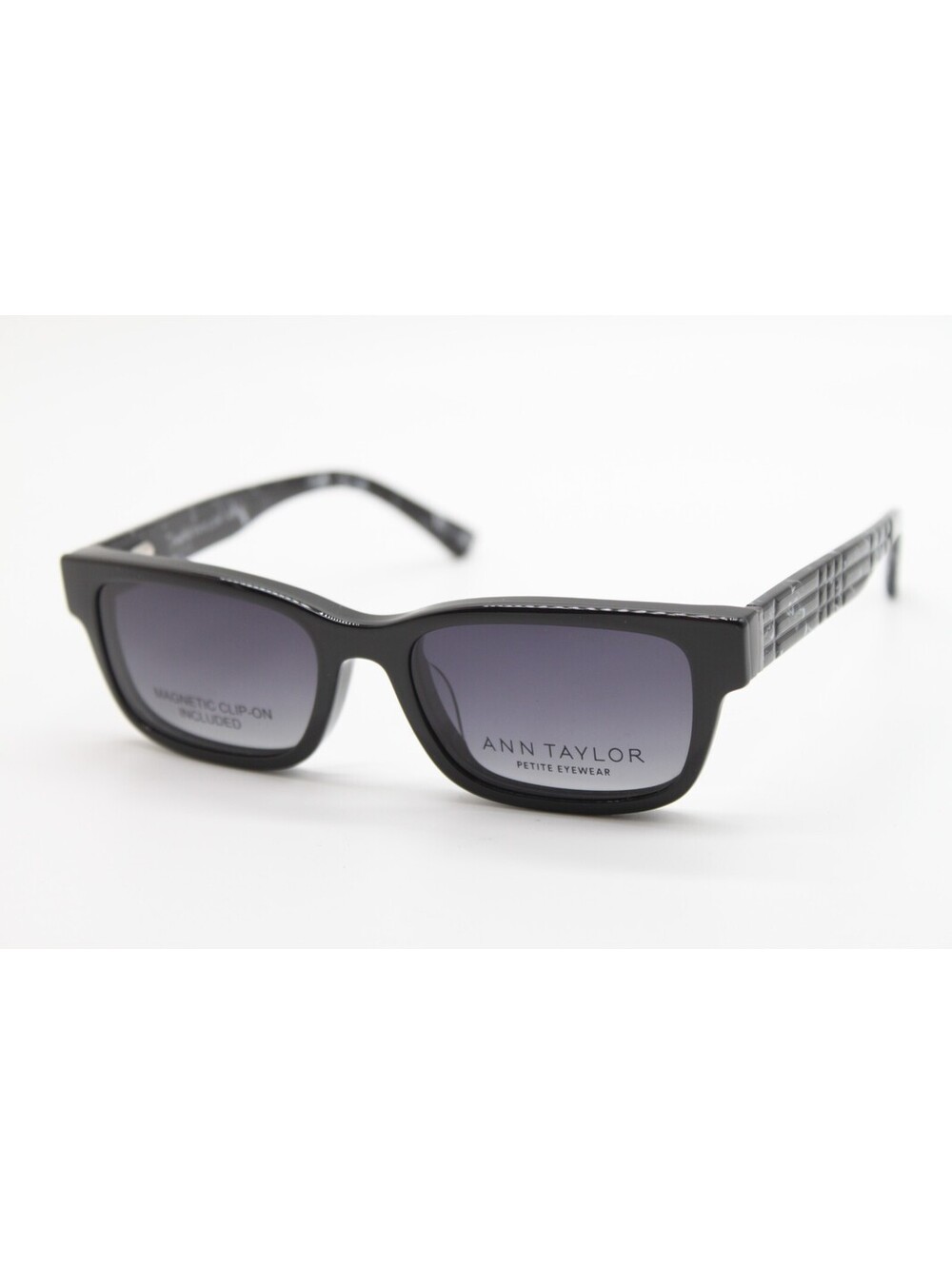 NEW ANN TAYLOR ATP833CP C01 BLACK MARBLE AUTHENTIC SUNGLASSES W/CLIP-ON 50-16